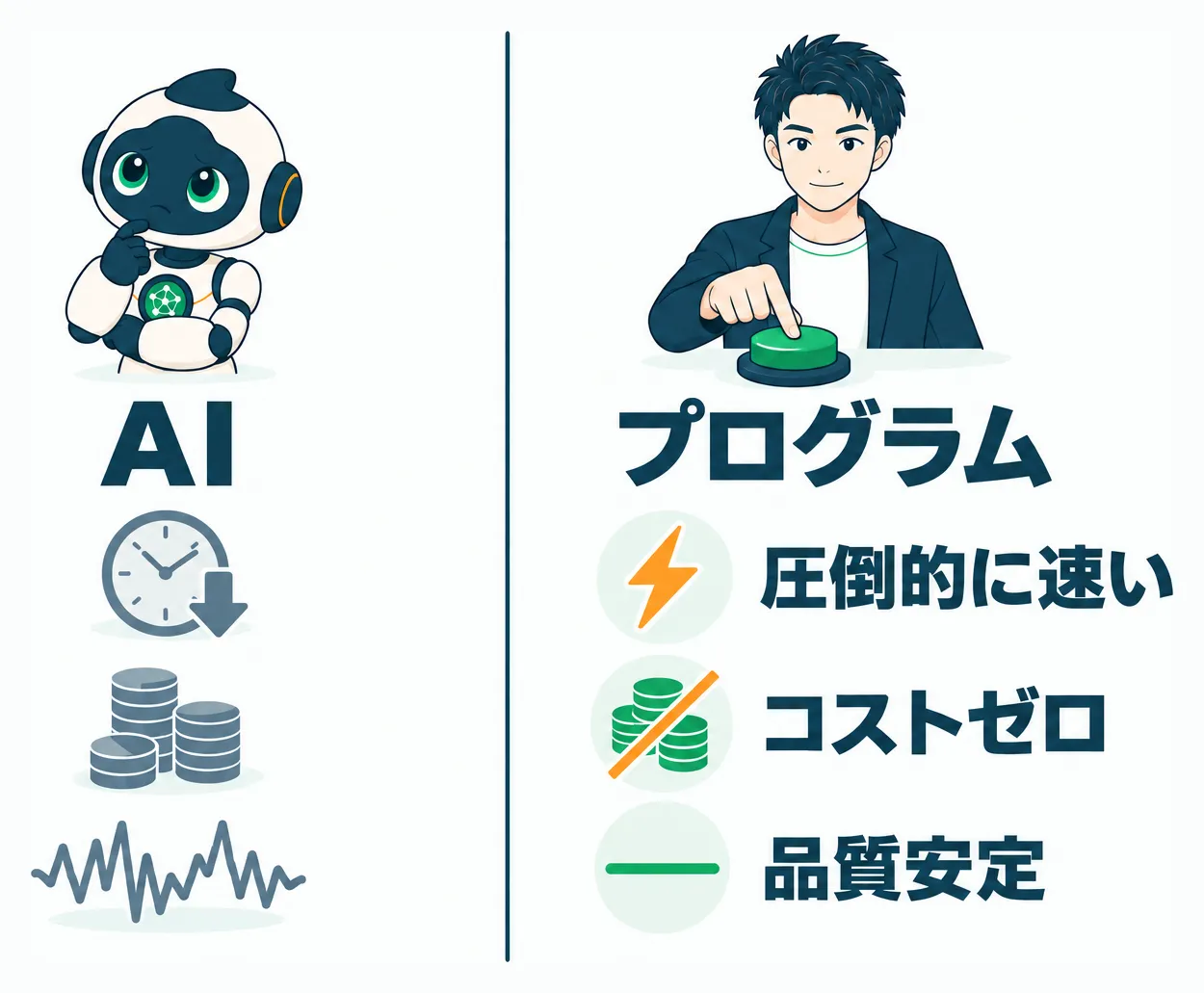 AIとプログラムによる音声編集の速度・コスト・品質の比較