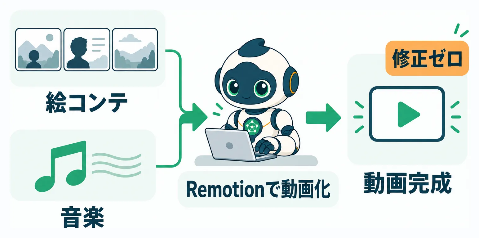 絵コンテと音楽からRemotionで動画を仕上げ修正ゼロで完成する流れ
